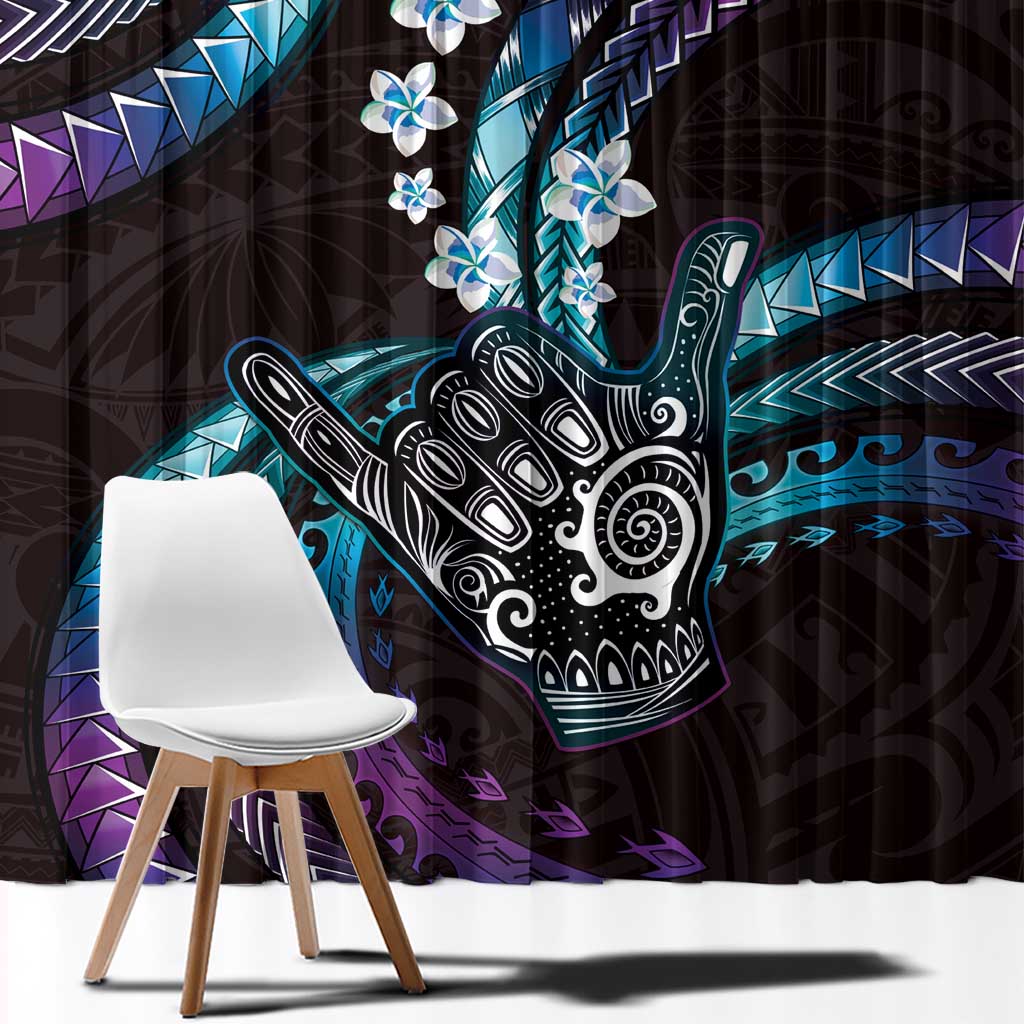 Hawaii Shaka Sign Window Curtain Fantastic Frangipani Amethyst Gradient