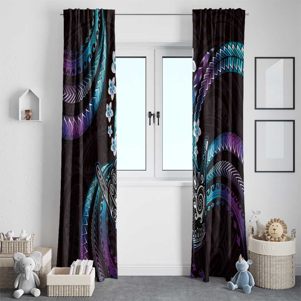Hawaii Shaka Sign Window Curtain Fantastic Frangipani Amethyst Gradient