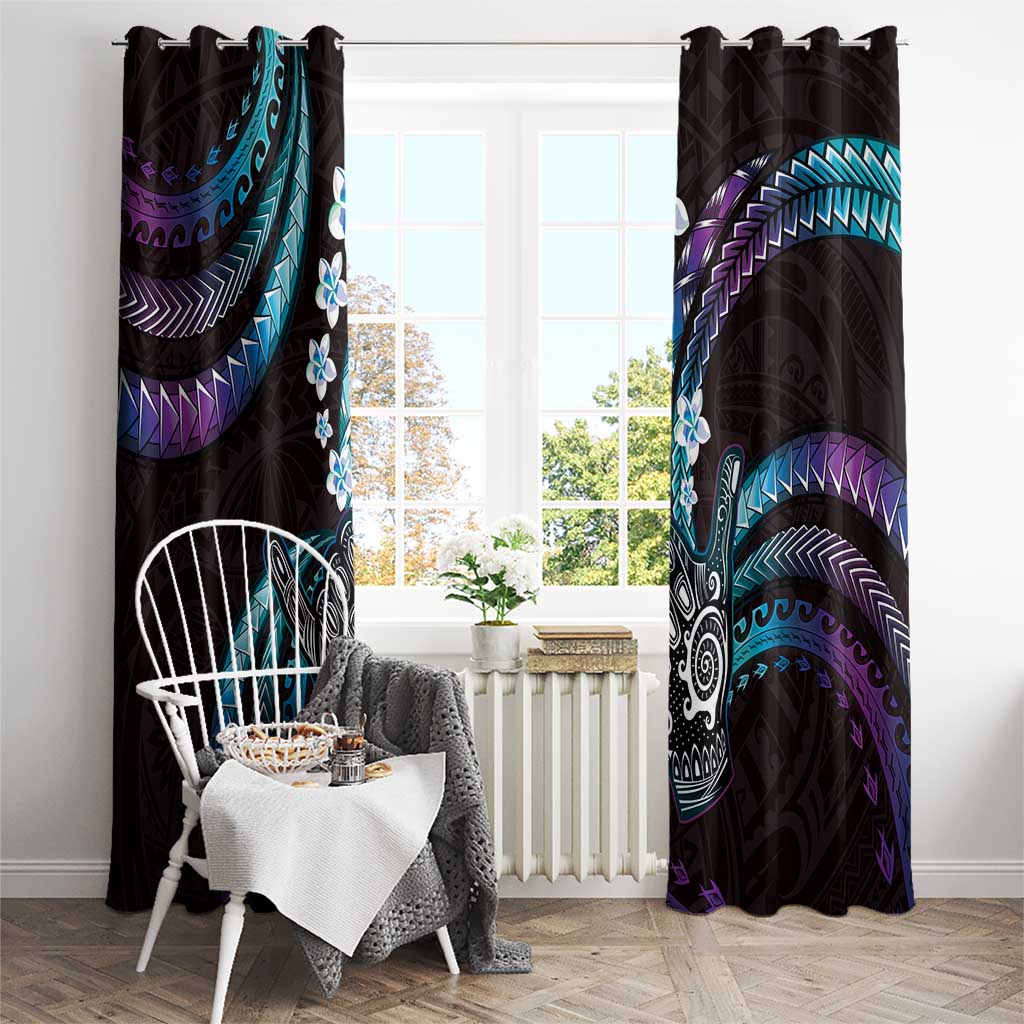Hawaii Shaka Sign Window Curtain Fantastic Frangipani Amethyst Gradient
