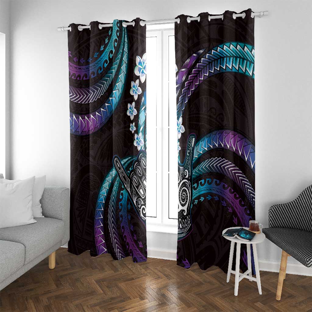 Hawaii Shaka Sign Window Curtain Fantastic Frangipani Amethyst Gradient