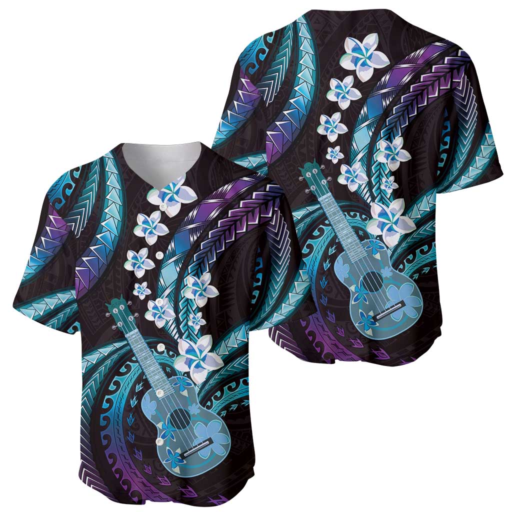 Hawaiian Ukulele Baseball Jersey Amethyst Gradient Fantastic Plumeria LT01 - Polynesian Pride