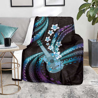 Hawaiian Ukulele Blanket Amethyst Gradient Fantastic Plumeria