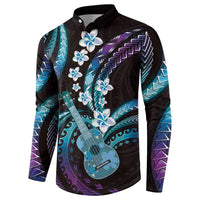Hawaiian Ukulele Button Sweatshirt Amethyst Gradient Fantastic Plumeria LT01 - Polynesian Pride