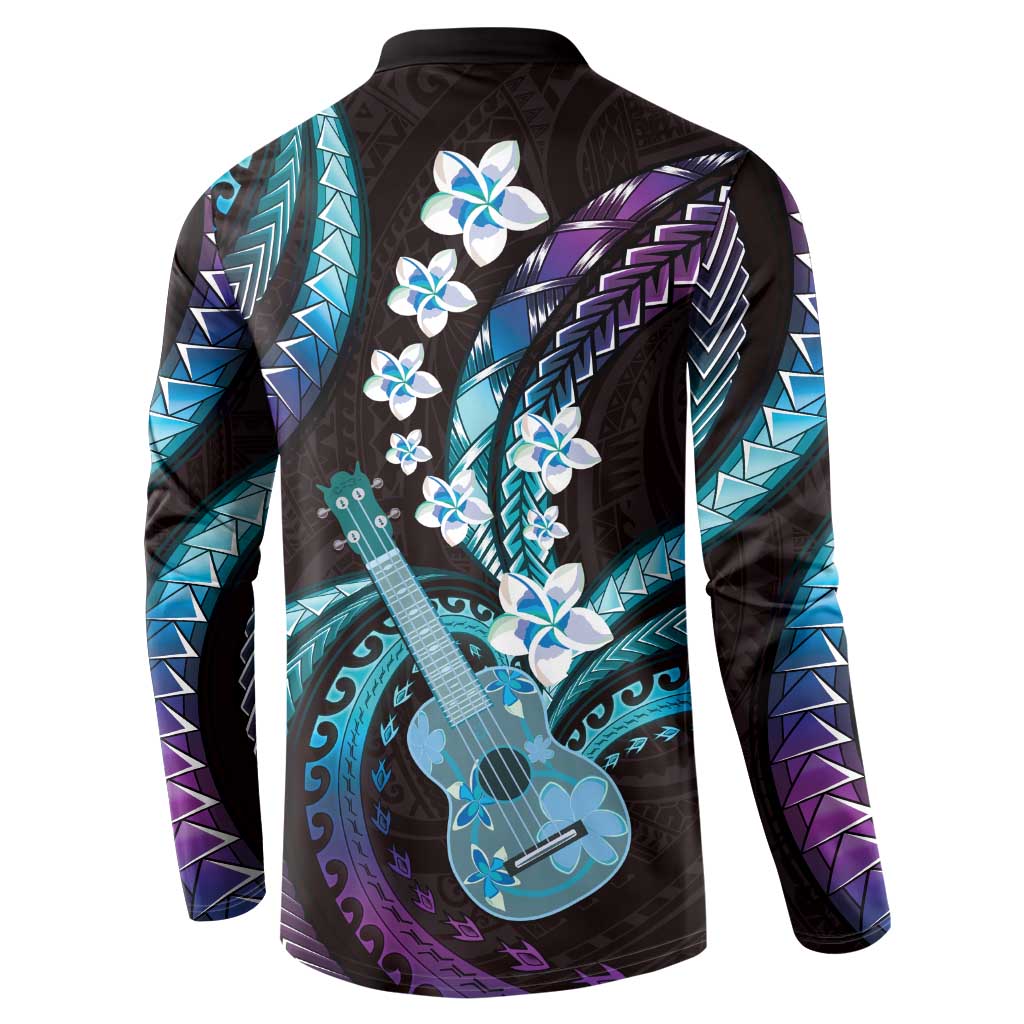 Hawaiian Ukulele Button Sweatshirt Amethyst Gradient Fantastic Plumeria LT01 - Polynesian Pride