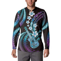 Hawaiian Ukulele Button Sweatshirt Amethyst Gradient Fantastic Plumeria LT01 - Polynesian Pride