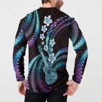 Hawaiian Ukulele Button Sweatshirt Amethyst Gradient Fantastic Plumeria LT01 - Polynesian Pride