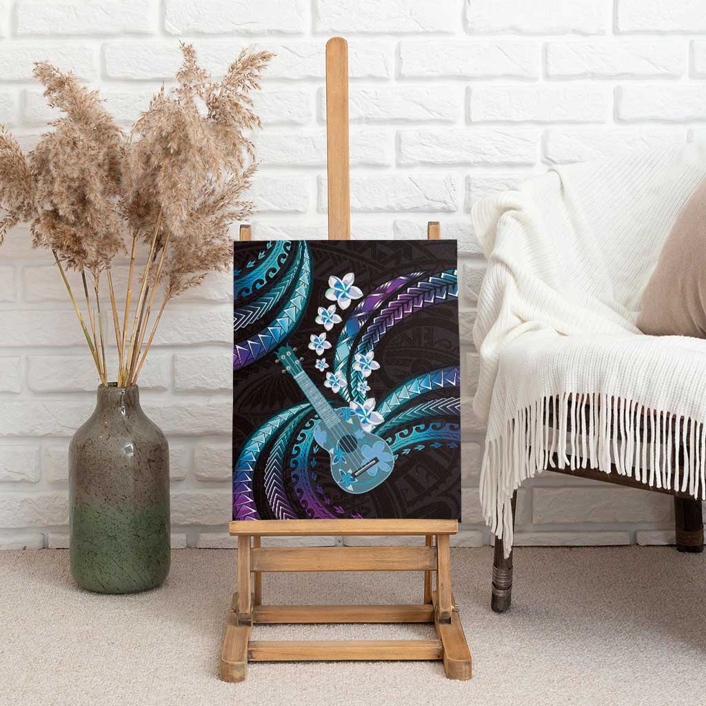 Hawaiian Ukulele Canvas Wall Art Amethyst Gradient Fantastic Plumeria