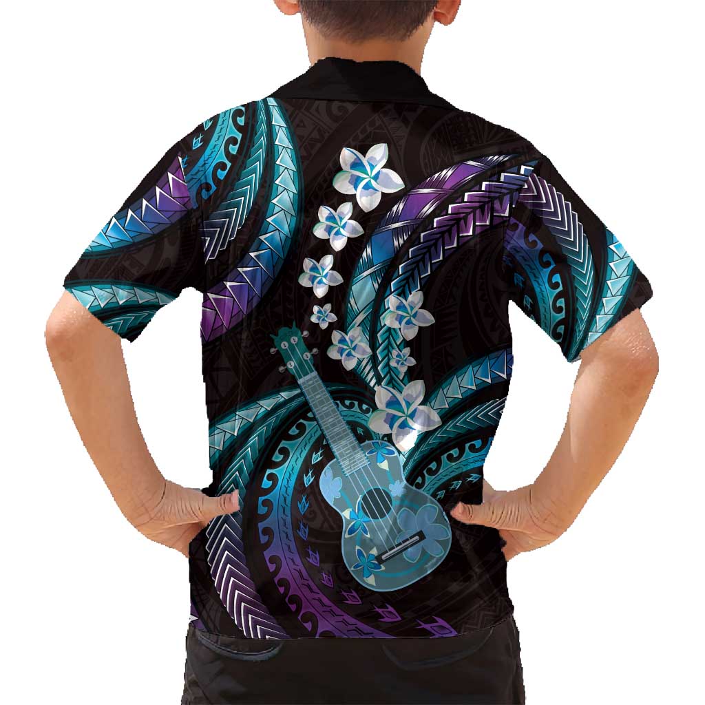 Hawaiian Ukulele Family Matching Puletasi and Hawaiian Shirt Amethyst Gradient Fantastic Plumeria LT01 - Polynesian Pride