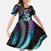 Hawaiian Ukulele Family Matching Puletasi and Hawaiian Shirt Amethyst Gradient Fantastic Plumeria LT01 Daughter's Dress Purple - Polynesian Pride