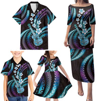 Hawaiian Ukulele Family Matching Puletasi and Hawaiian Shirt Amethyst Gradient Fantastic Plumeria LT01 - Polynesian Pride