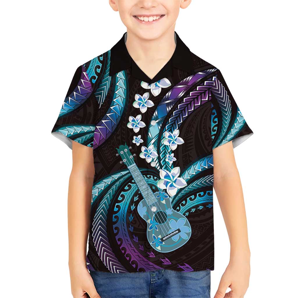 Hawaiian Ukulele Family Matching Puletasi and Hawaiian Shirt Amethyst Gradient Fantastic Plumeria LT01 Son's Shirt Purple - Polynesian Pride