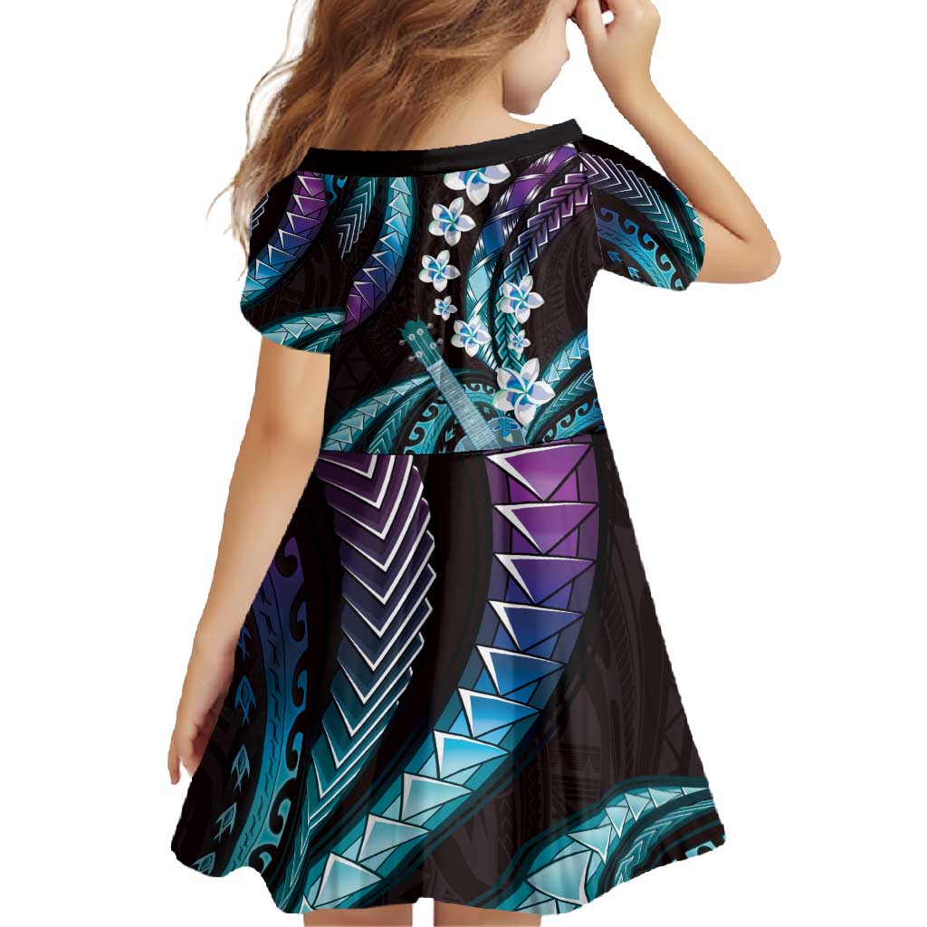 Hawaiian Ukulele Family Matching Summer Maxi Dress and Hawaiian Shirt Amethyst Gradient Fantastic Plumeria