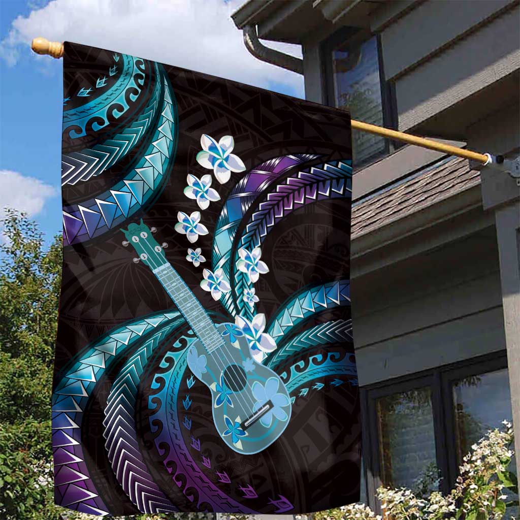 Hawaiian Ukulele Garden Flag Amethyst Gradient Fantastic Plumeria LT01 - Polynesian Pride