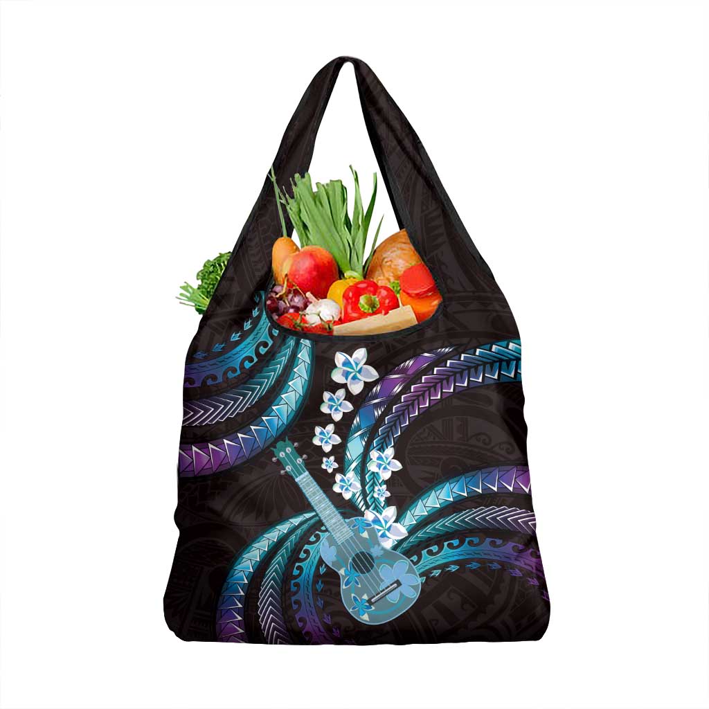 Hawaiian Ukulele Grocery Bag Amethyst Gradient Fantastic Plumeria LT01 1-pack One Size Purple - Polynesian Pride
