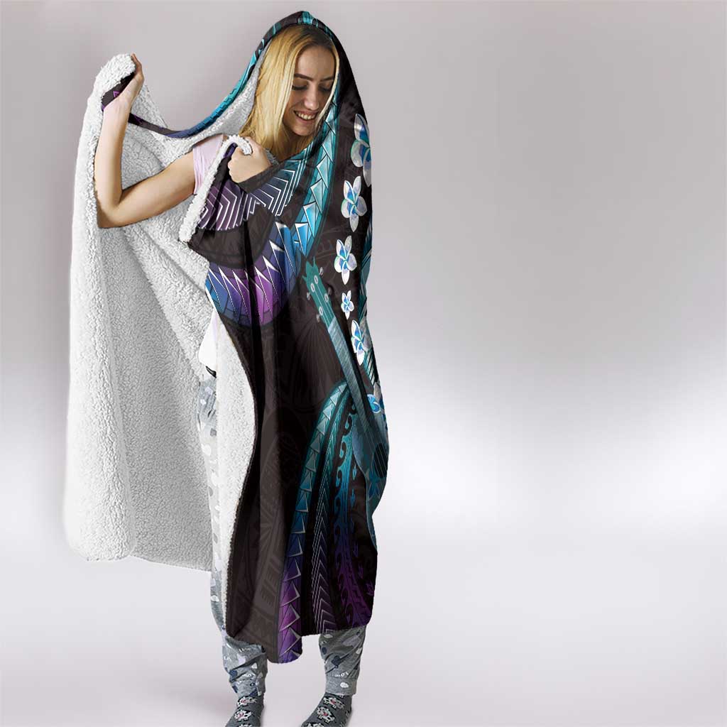 Hawaiian Ukulele Hooded Blanket Amethyst Gradient Fantastic Plumeria LT01 - Polynesian Pride