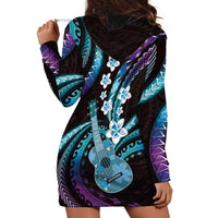 Hawaiian Ukulele Hoodie Dress Amethyst Gradient Fantastic Plumeria