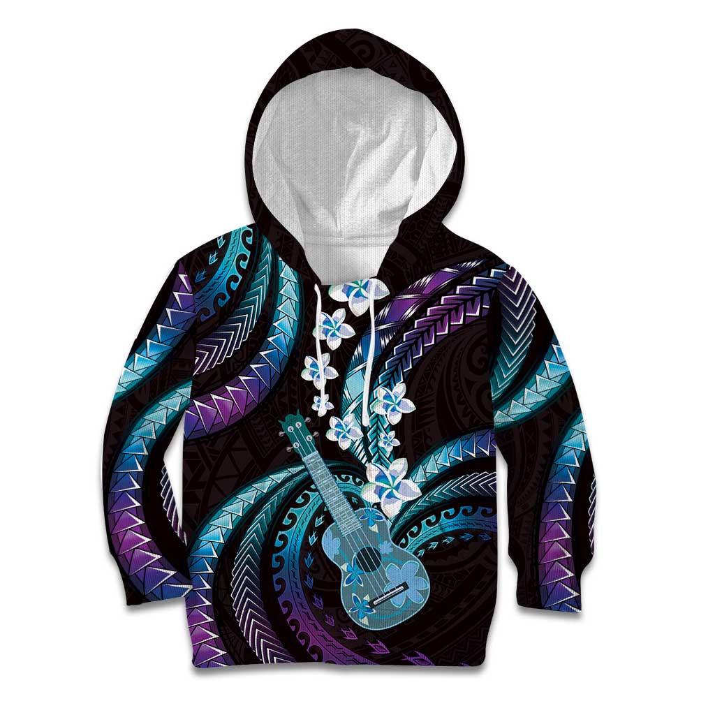 Hawaiian Ukulele Kid Hoodie Amethyst Gradient Fantastic Plumeria