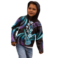 Hawaiian Ukulele Kid Hoodie Amethyst Gradient Fantastic Plumeria