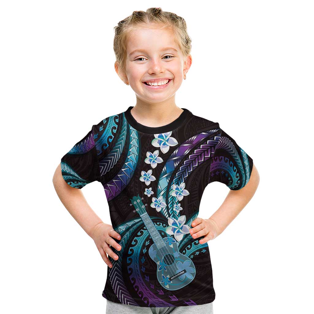 Hawaiian Ukulele Kid T Shirt Amethyst Gradient Fantastic Plumeria LT01 Purple - Polynesian Pride