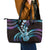 Hawaiian Ukulele Leather Tote Bag Amethyst Gradient Fantastic Plumeria