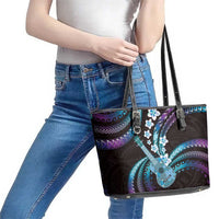 Hawaiian Ukulele Leather Tote Bag Amethyst Gradient Fantastic Plumeria LT01 - Polynesian Pride