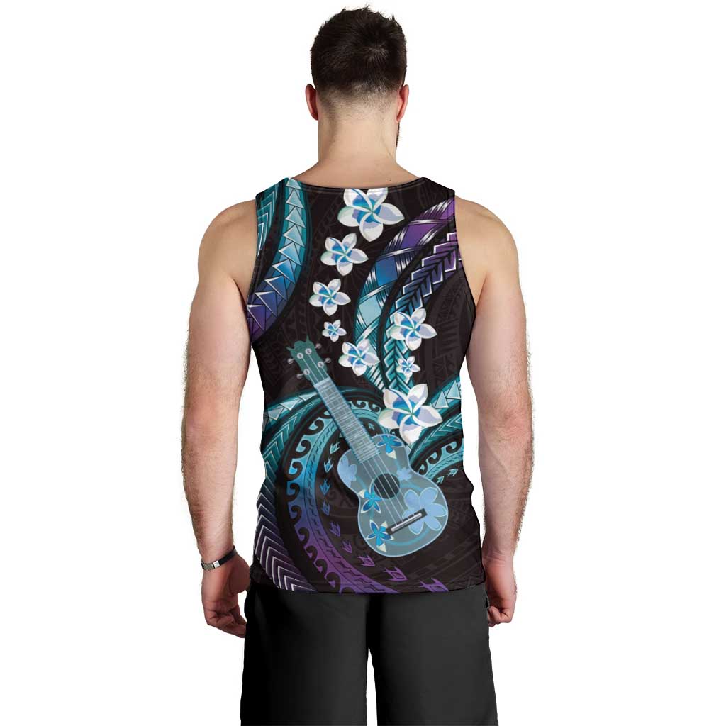 Hawaiian Ukulele Men Tank Top Amethyst Gradient Fantastic Plumeria