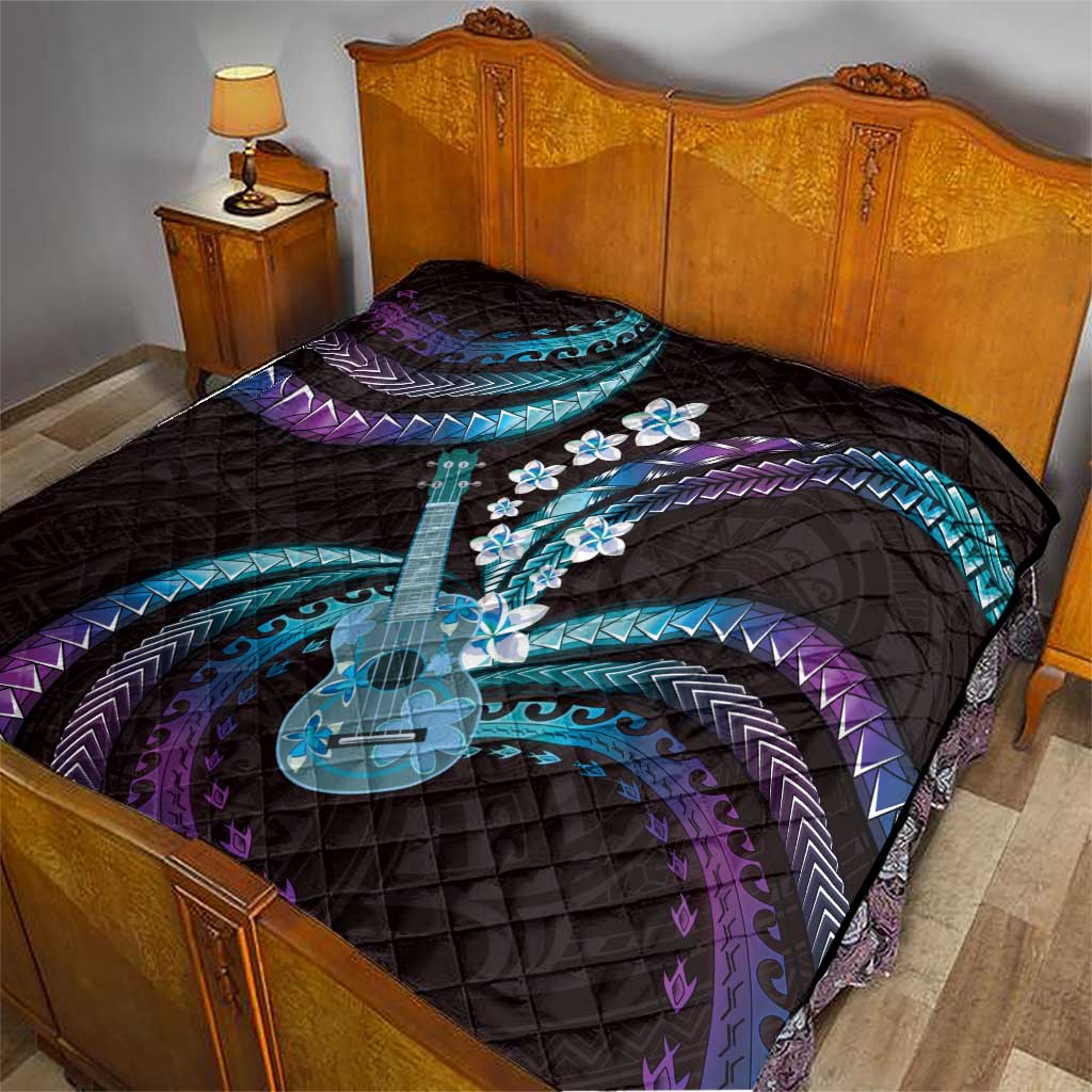 Hawaiian Ukulele Quilt Amethyst Gradient Fantastic Plumeria