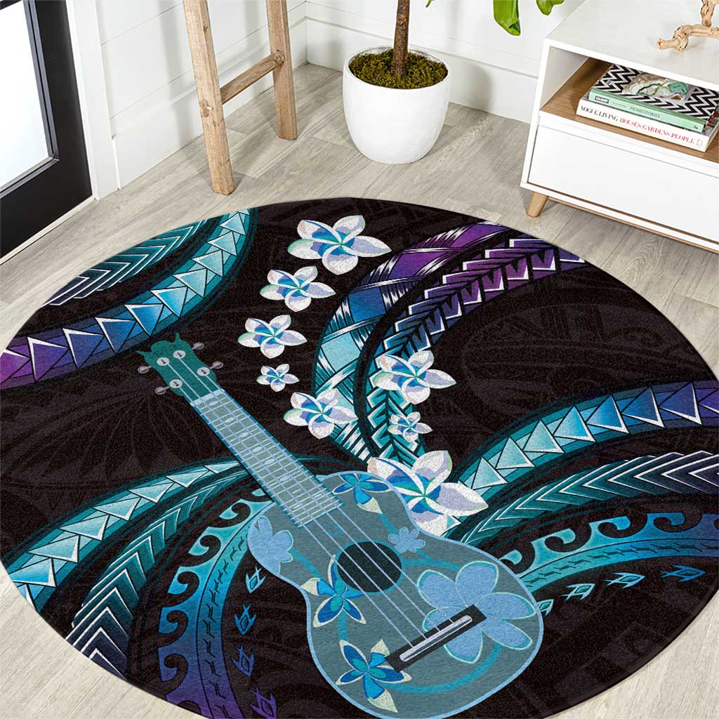 Hawaiian Ukulele Round Carpet Amethyst Gradient Fantastic Plumeria LT01 Purple - Polynesian Pride