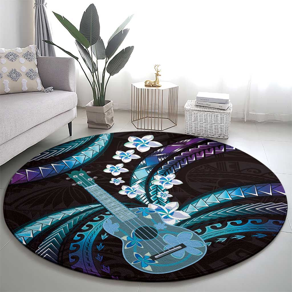 Hawaiian Ukulele Round Carpet Amethyst Gradient Fantastic Plumeria LT01 - Polynesian Pride