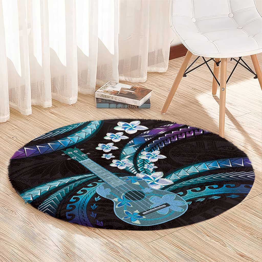 Hawaiian Ukulele Round Carpet Amethyst Gradient Fantastic Plumeria LT01 - Polynesian Pride