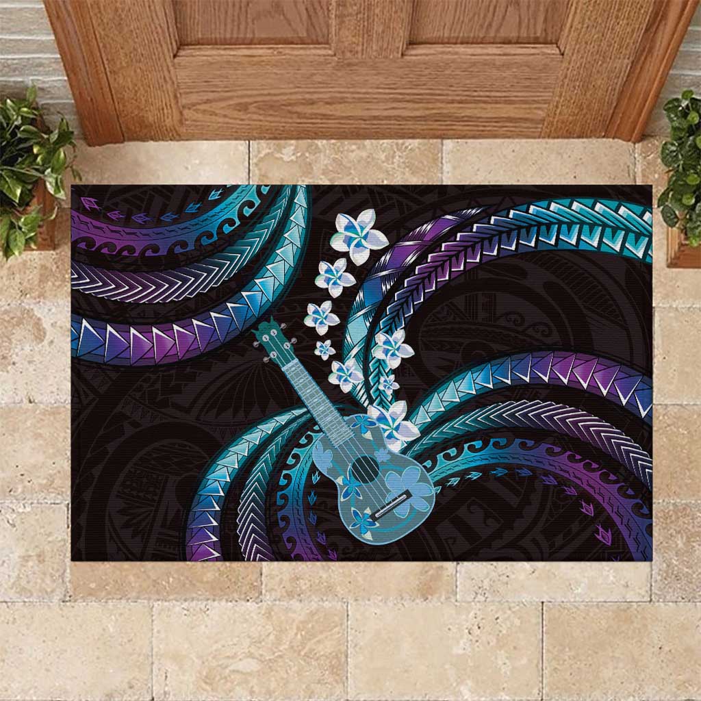 Hawaiian Ukulele Rubber Doormat Amethyst Gradient Fantastic Plumeria LT01 Purple - Polynesian Pride