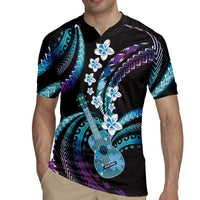 Hawaiian Ukulele Rugby Jersey Amethyst Gradient Fantastic Plumeria LT01 - Polynesian Pride