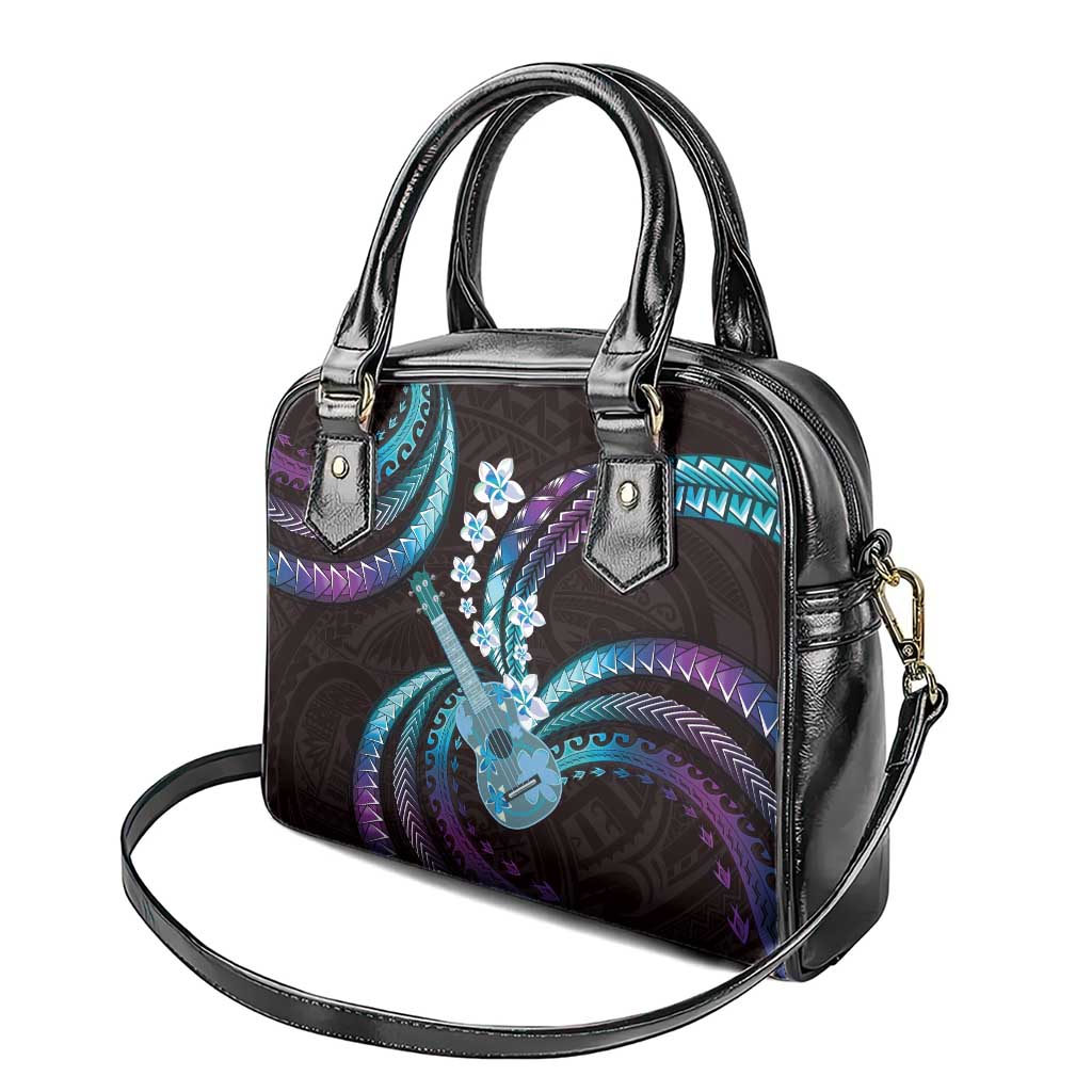 Hawaiian Ukulele Shoulder Handbag Amethyst Gradient Fantastic Plumeria LT01 - Polynesian Pride