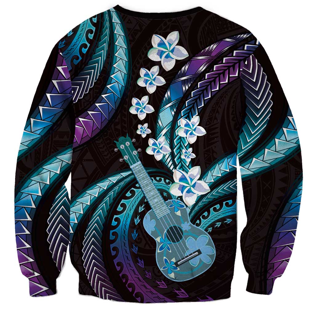 Hawaiian Ukulele Sweatshirt Amethyst Gradient Fantastic Plumeria LT01 - Polynesian Pride