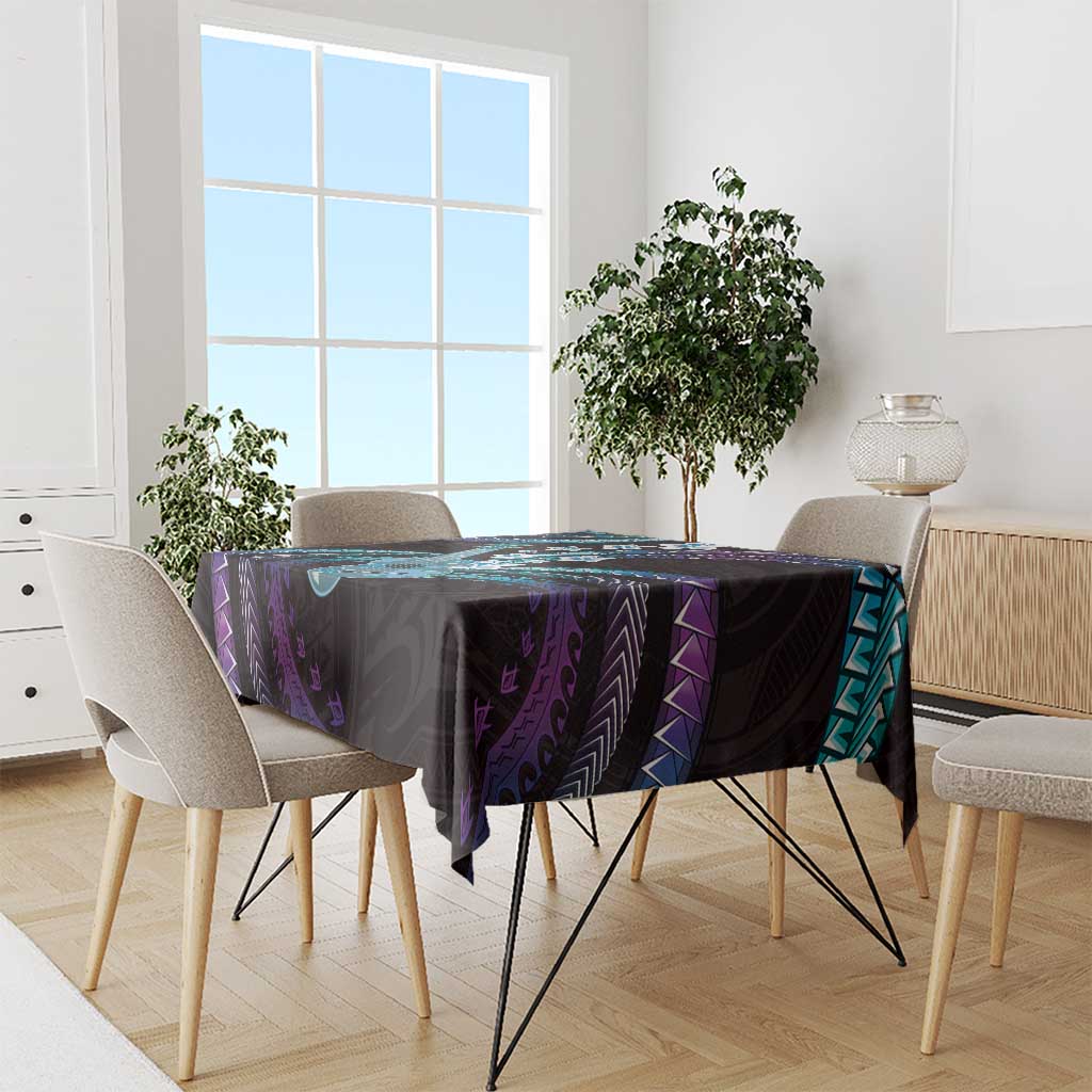 Hawaiian Ukulele Tablecloth Amethyst Gradient Fantastic Plumeria