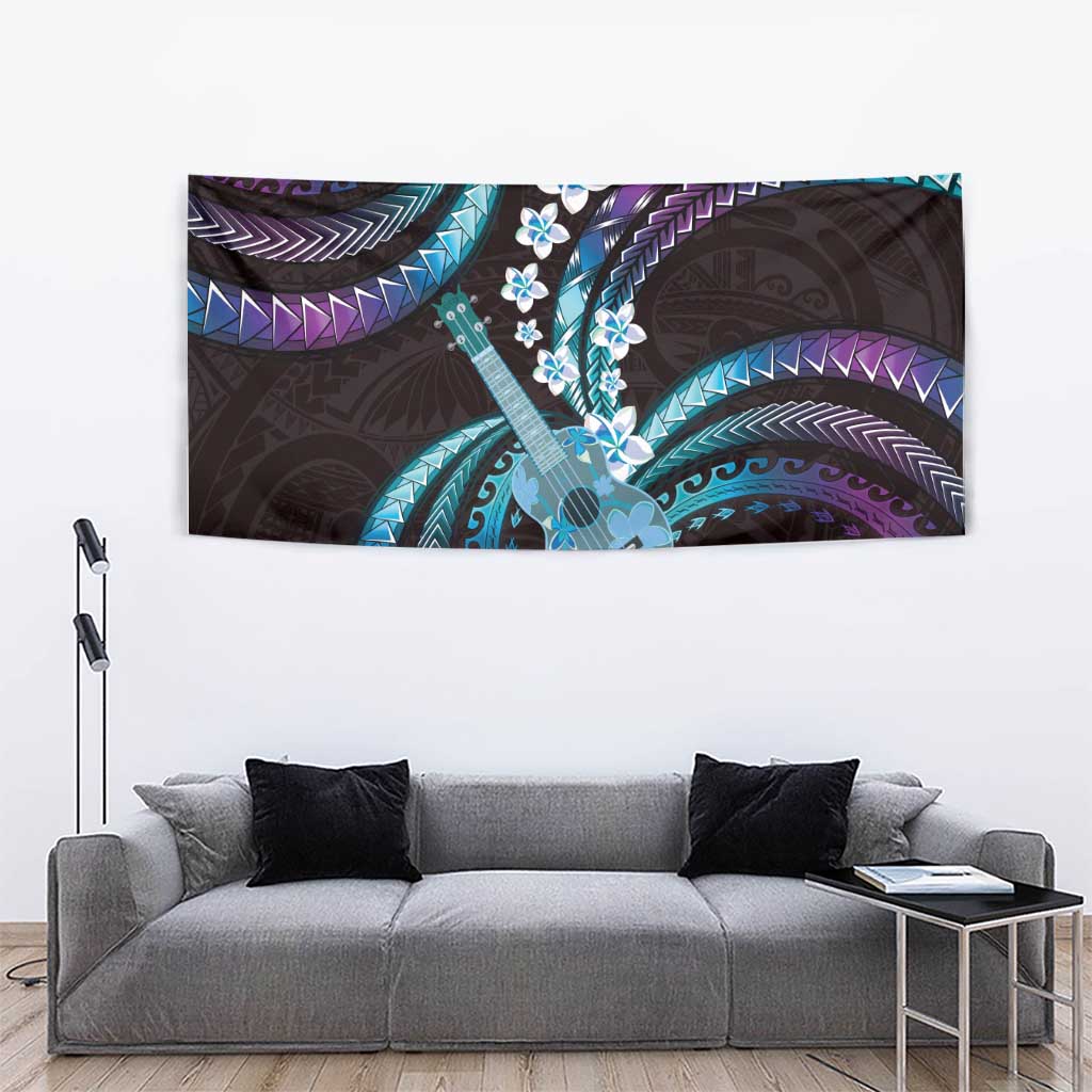 Hawaiian Ukulele Tapestry Amethyst Gradient Fantastic Plumeria LT01 - Polynesian Pride