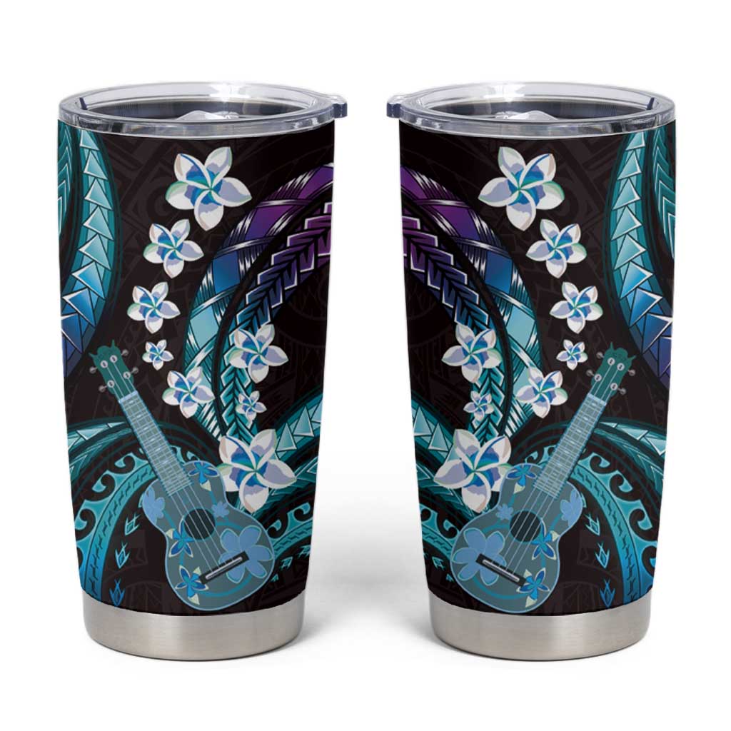 Hawaiian Ukulele Tumbler Cup Amethyst Gradient Fantastic Plumeria