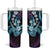 Hawaiian Ukulele Tumbler With Handle Amethyst Gradient Fantastic Plumeria