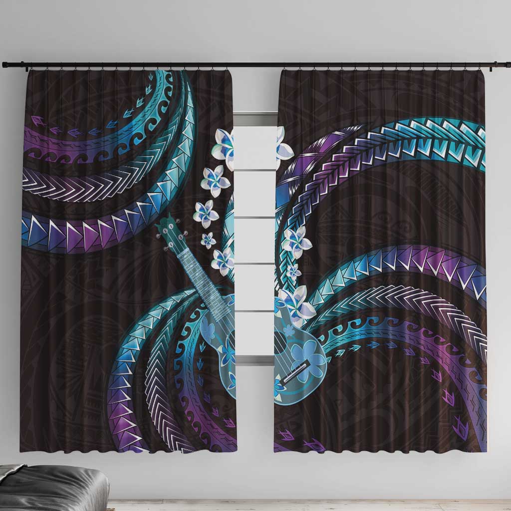 Hawaiian Ukulele Window Curtain Amethyst Gradient Fantastic Plumeria LT01 With Hooks Purple - Polynesian Pride
