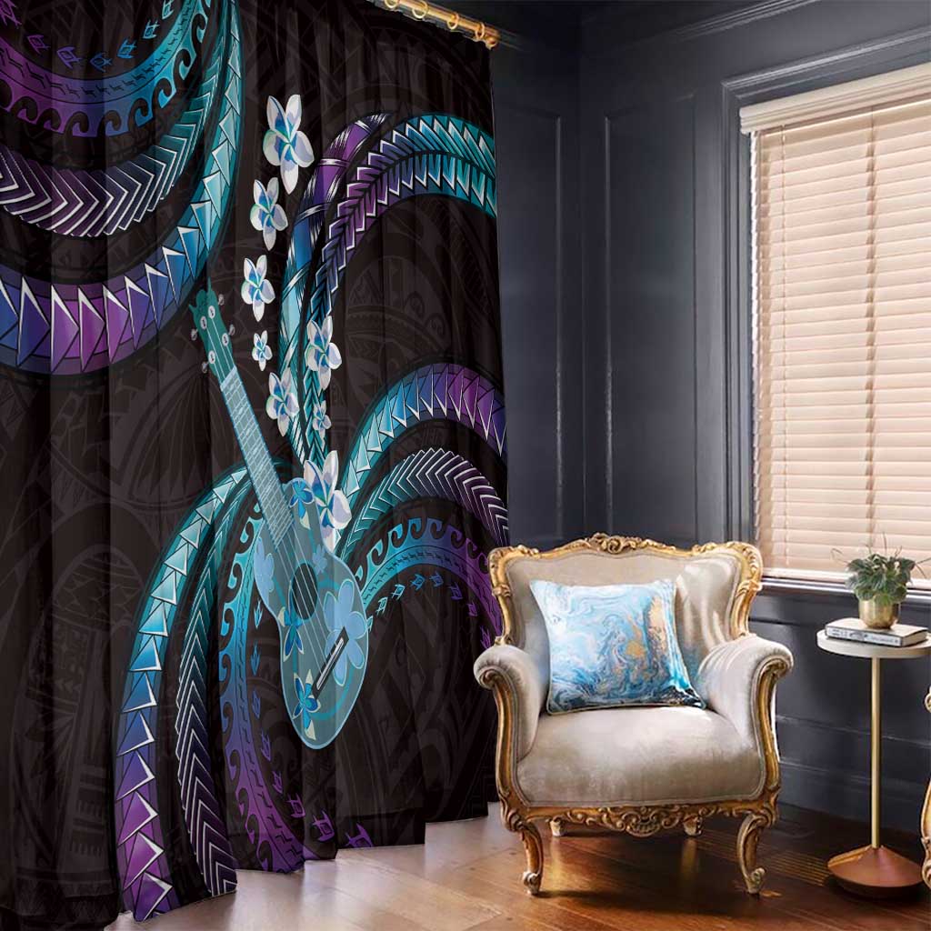 Hawaiian Ukulele Window Curtain Amethyst Gradient Fantastic Plumeria LT01 - Polynesian Pride