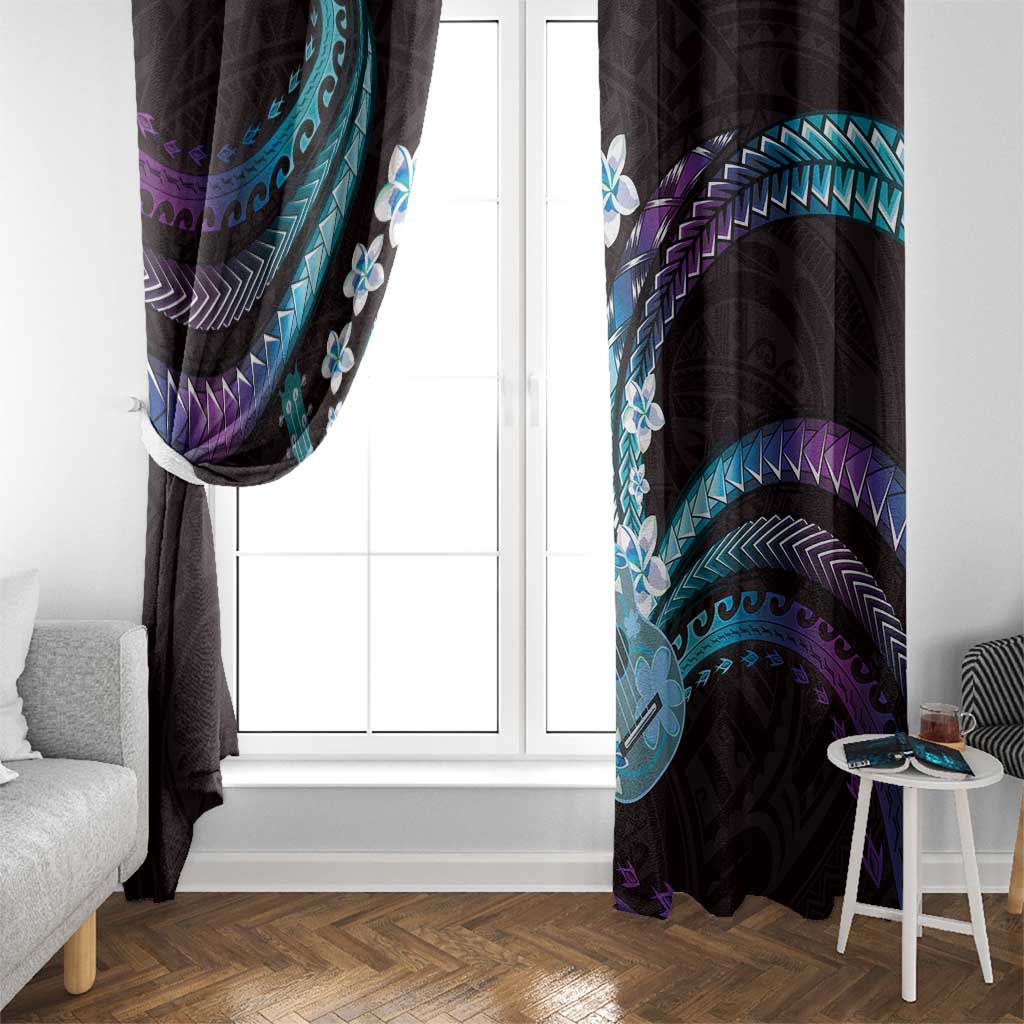 Hawaiian Ukulele Window Curtain Amethyst Gradient Fantastic Plumeria LT01 - Polynesian Pride