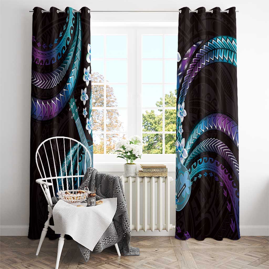 Hawaiian Ukulele Window Curtain Amethyst Gradient Fantastic Plumeria LT01 - Polynesian Pride