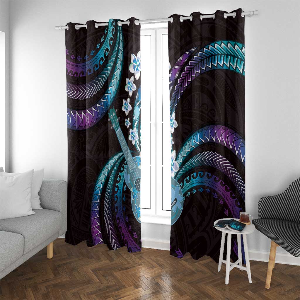 Hawaiian Ukulele Window Curtain Amethyst Gradient Fantastic Plumeria LT01 With Grommets Purple - Polynesian Pride