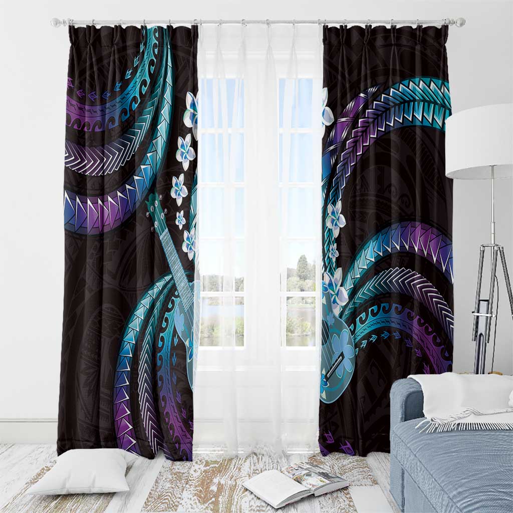 Hawaiian Ukulele Window Curtain Amethyst Gradient Fantastic Plumeria LT01 - Polynesian Pride