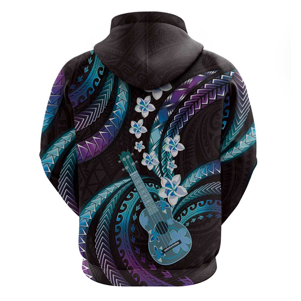 Hawaiian Ukulele Zip Hoodie Amethyst Gradient Fantastic Plumeria LT01 - Polynesian Pride