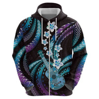 Hawaiian Ukulele Zip Hoodie Amethyst Gradient Fantastic Plumeria LT01 - Polynesian Pride