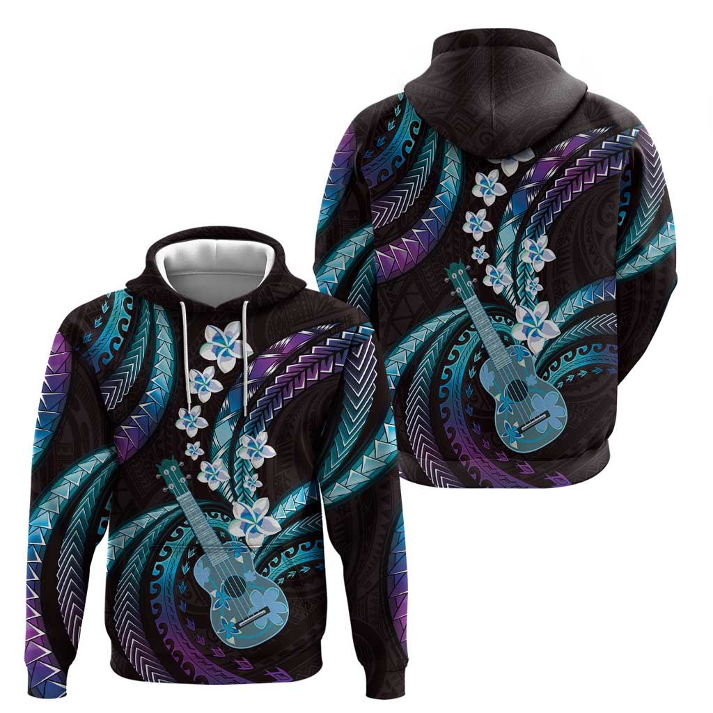 Hawaiian Ukulele Zip Hoodie Amethyst Gradient Fantastic Plumeria LT01 - Polynesian Pride
