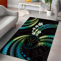 Hawaii Map Kanaka Maoli Area Rug Fantastic Frangipani Chartreuse Cyan