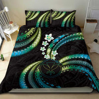 Hawaii Map Kanaka Maoli Bedding Set Fantastic Frangipani Chartreuse Cyan