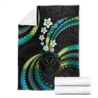 Hawaii Map Kanaka Maoli Blanket Fantastic Frangipani Chartreuse Cyan LT01 - Polynesian Pride